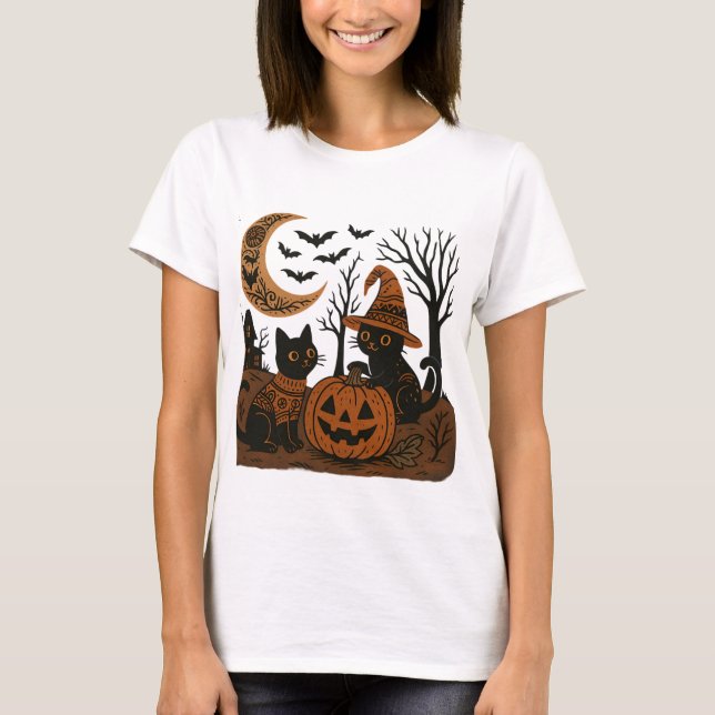 Camiseta Gatos Halloween (Frente)