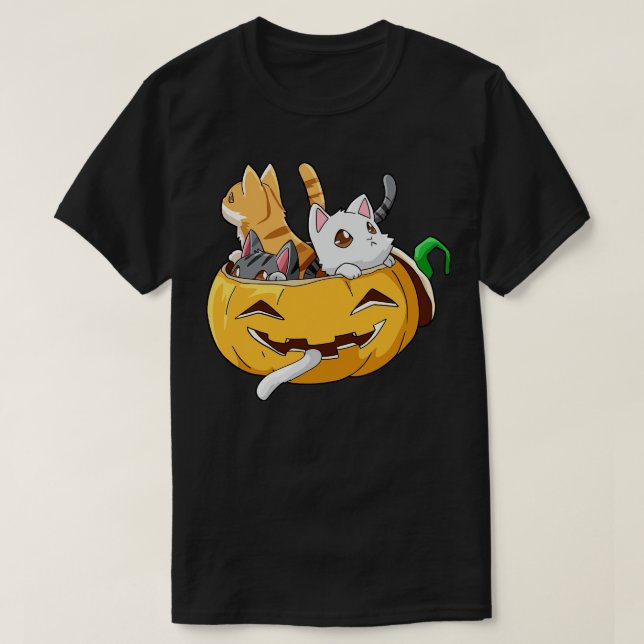 Camiseta Gatos Halloween Pumpkin 2 (Frente do Design)