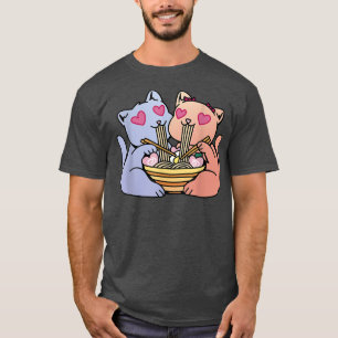 Camiseta Gatos Homens Kawaii Mulheres Ramen Cat 
