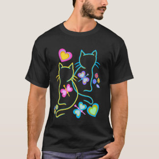 Camiseta Gatos Infantis Gato Infantil Primavera Verão Coraç