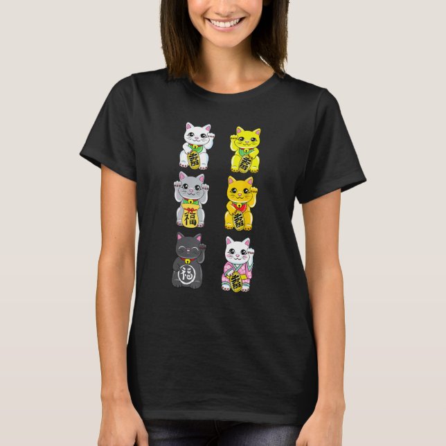 Camiseta Gatos Japoneses da Sorte Maneki Neko (Frente)