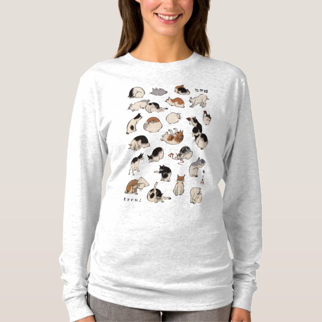 Camiseta Gatos Japoneses, Hiroshige, Ukiyo-e (Frente)