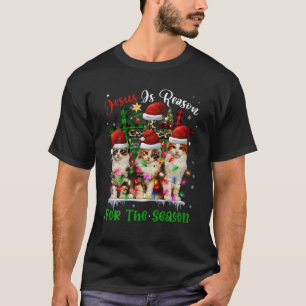 Camiseta Gatos Jesus É A Razão Para A Época De Natal Fei