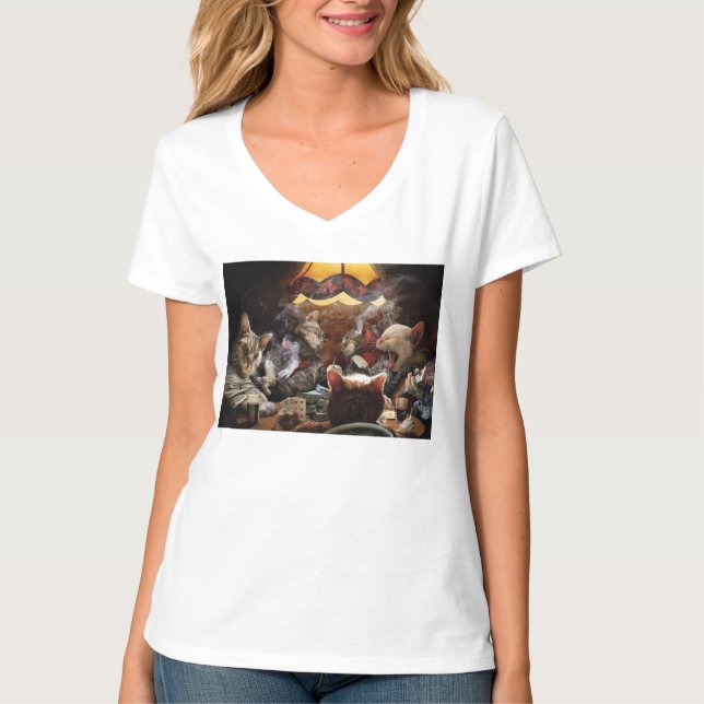Camiseta Gatos jogando pôquer (Frente)