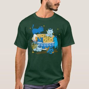 Camiseta Gatos Judeus Gamen Kitten Anime Hanukkah Pajamas C