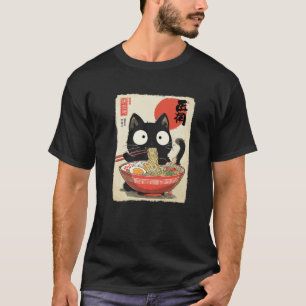Camiseta Gatos Kawaii Comendo Macarrão Ramen Garotas Anime 