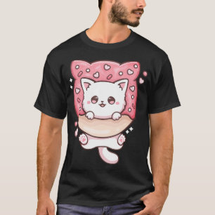 Camiseta Gatos Kawaii, Gatos-Rosquinha, Gatos Diversão Otak