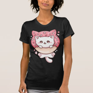 Camiseta Gatos Kawaii, Gatos-Rosquinha, Gatos Diversão Otak