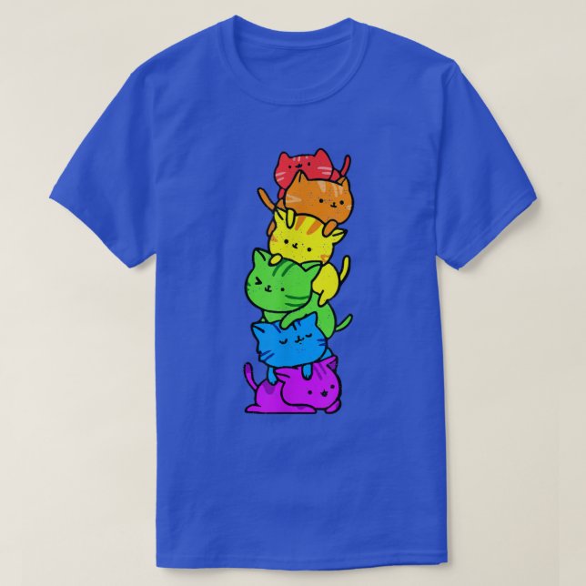 Camiseta Gatos Kawaii orgulho gay LGBT empilham Anime Giro- (Frente do Design)