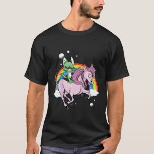Camiseta Gatos Kids Andando Unicórnio Gato Espaço Gatinho A
