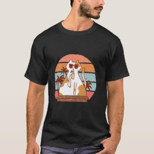Camiseta Gatos Legais Gatos de Praia Gatos de Férias Bebida