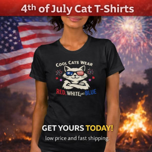 Camiseta Gatos Legais Usam 4 de Julho
