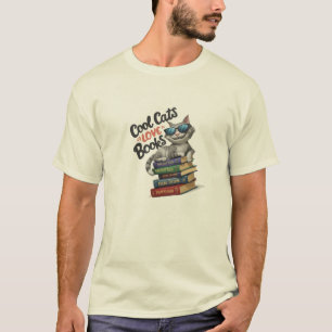 Camiseta "Gatos Legal adoram livros