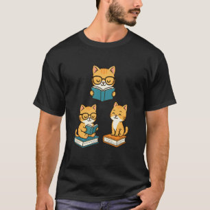 Camiseta Gatos Lendo - Amante de Livros Leitor Vermes de Li
