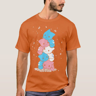 Camiseta Gatos LGBT Kawaii de orgulho gay Gato empilham Chu