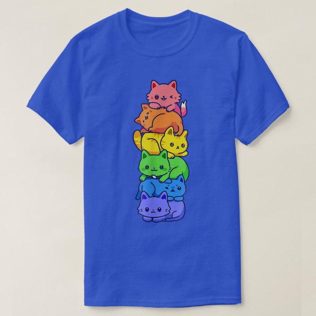 Camiseta Gatos LGBT Kawaii orgulho gay empilham Animes Boni (Frente do Design)