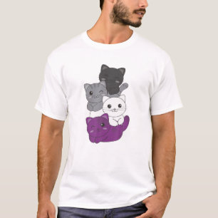 Camiseta Gatos LGBTQ do Orgulho de Sinalizador Asexual