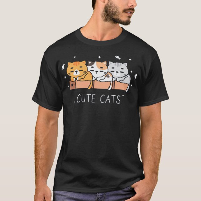 Camiseta Gatos lindos sem costura (Frente)