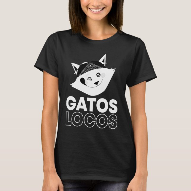 Camiseta Gatos Locos T Funny Kitty Cat Latina (Frente)