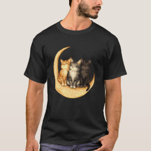 Camiseta Gatos Lua Crescente Amante de Gato Fofo