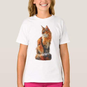 Camiseta Gatos Maine Coon Longhair Ferozes para Crianças
