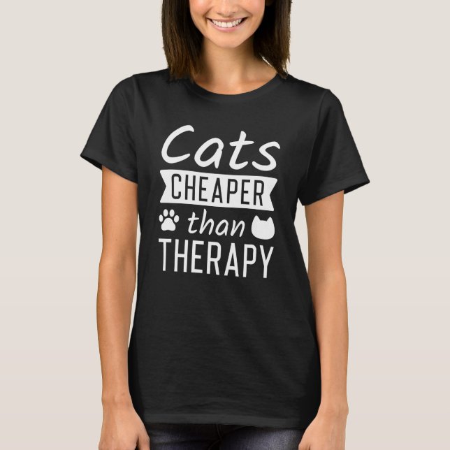 Camiseta Gatos Mais Baratos Que A Terapêutica (Frente)