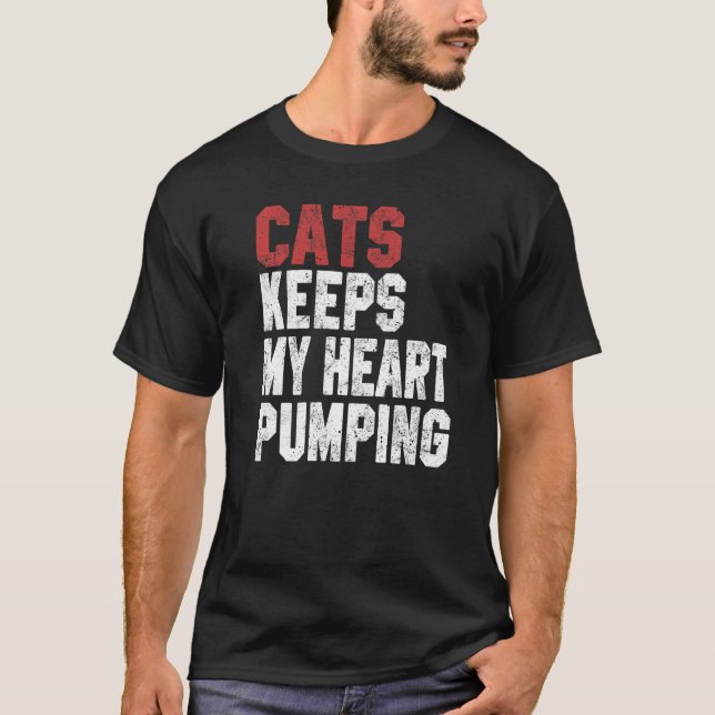 Camiseta Gatos Mantém Meu Coração Bombeando Gatos Mulheres  (Frente)