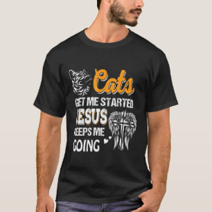 Camiseta Gatos Me Começaram Jesus Me Mantém Indo