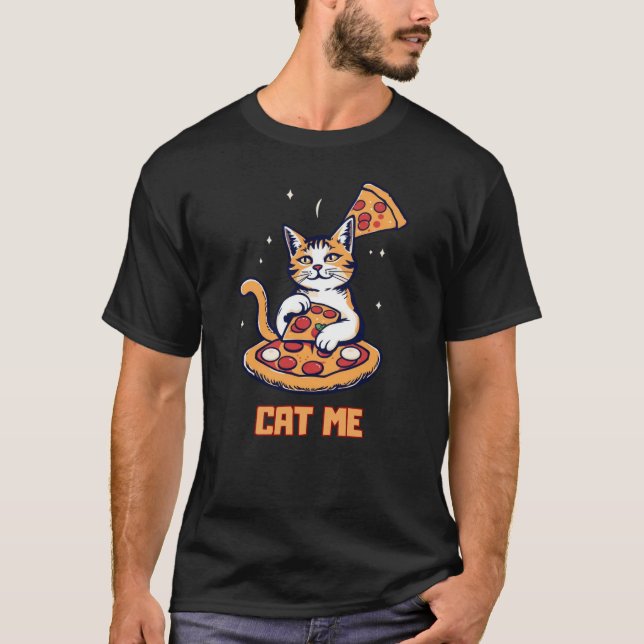Camiseta gatos-me e amantes de pizza (Frente)