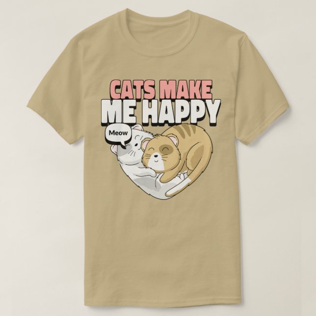 Camiseta Gatos me fazem feliz amor de gato (Frente do Design)