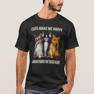 Camiseta Gatos Me Fazem Feliz Humanos Me Fazem Doer a Cabeç