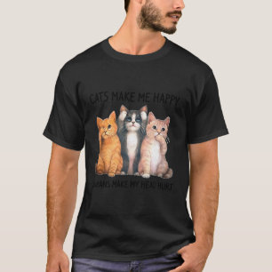 Camiseta Gatos Me Fazem Feliz Hus Faz Minha Cabeça Machucar