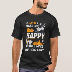 Camiseta Gatos Me Fazem Feliz Pessoas Fazem Minha Cabeça Do