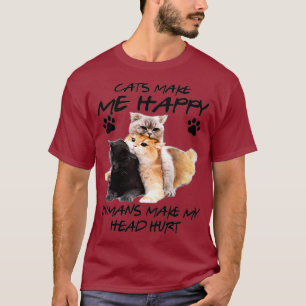 Camiseta Gatos Me Fazem Humanos Felizes Fazer Minha Cabeça