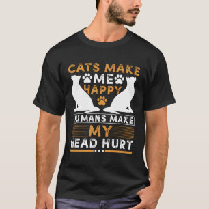 Camiseta Gatos Me Fazem Um Hus Feliz Faz Minha Cabeça Machu
