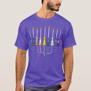 Camiseta Gatos Menorah de Hanukkah Chanukkah Mulheres Judia