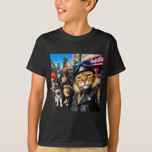 Camiseta Gatos Motociclistas Engraçados Gatos Gângster Rua