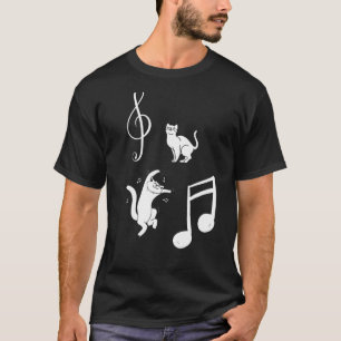 Camiseta Gatos Musicais Notas de Gato Gato e Música Gato