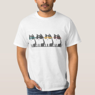 Camiseta Gatos na arte do pixel da fileira dos vidros