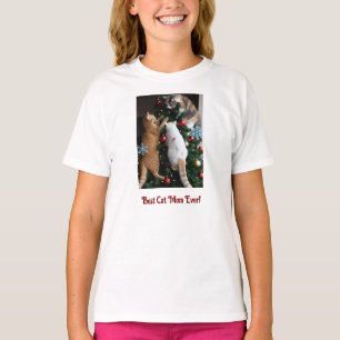 Camiseta Gatos na Árvore de Natal Personalizar 