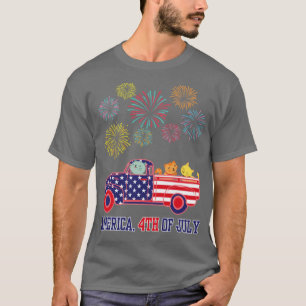 Camiseta Gatos Na Dança De Caminhão Com Fogos De Artifício