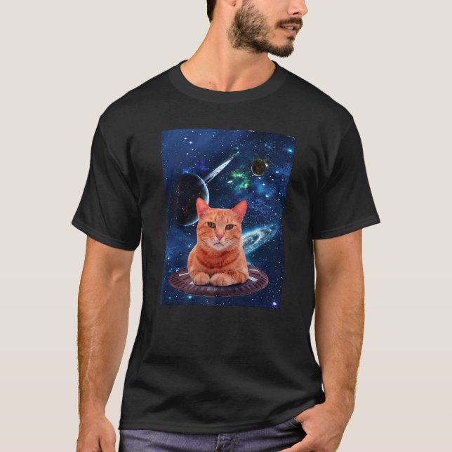 Camiseta Gatos Na Galáxia Do Astronauta Cósmico Astral Espa (Frente)