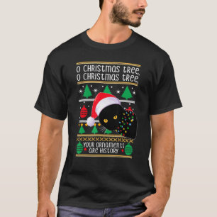 Camiseta Gatos Natal Enfeites Família de Pijama