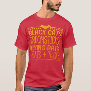 Camiseta Gatos Negros Bastões Voadores Tratos + Truques