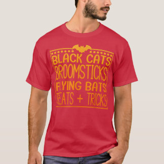Camiseta Gatos Negros Bastões Voadores Tratos + Truques