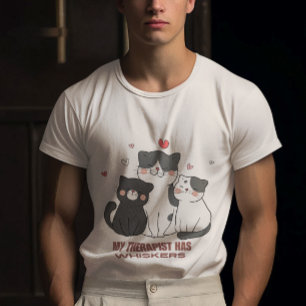 Camiseta Gatos negros e brancos são terapeutas com bigodes