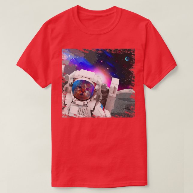 Camiseta Gatos No Espaço Astral Cósmico Astronauta Design E (Frente do Design)