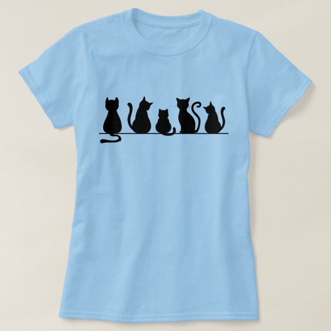 Camiseta Gatos numa linha (Frente do Design)