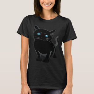 Camiseta Gatos Olhos Azuis Céu Gato Preto