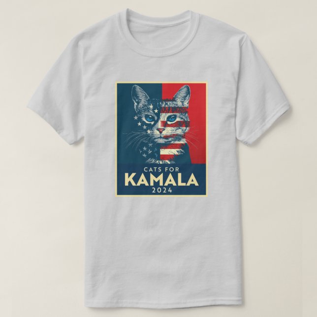 Camiseta Gatos para Kamala (Frente do Design)